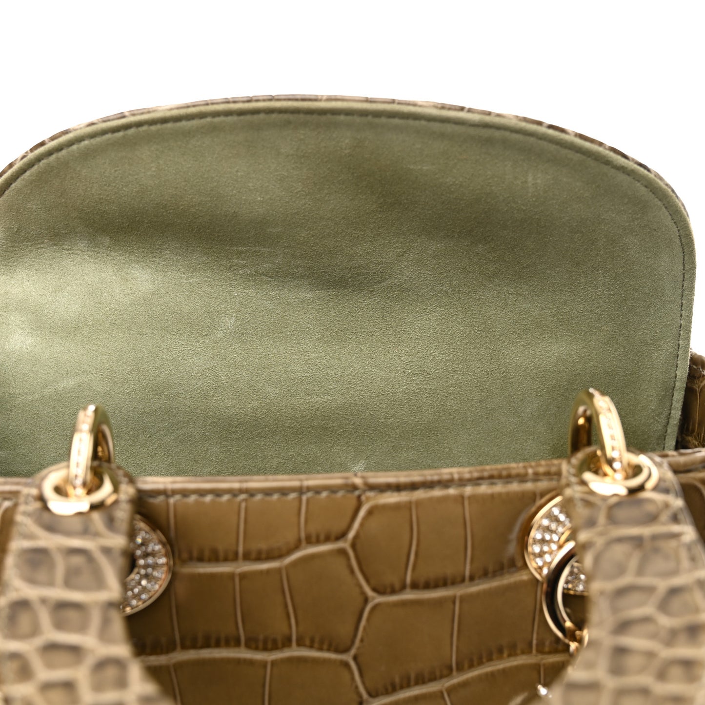 Alligator Swarovski Crystal Small Lady Dior Green