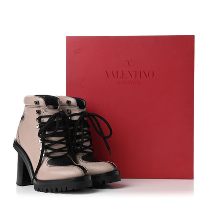 Valentino Garavani Calfskin Rockstud Lace-Up Ankle Boots 35.5 Poudre Black 9 of 9