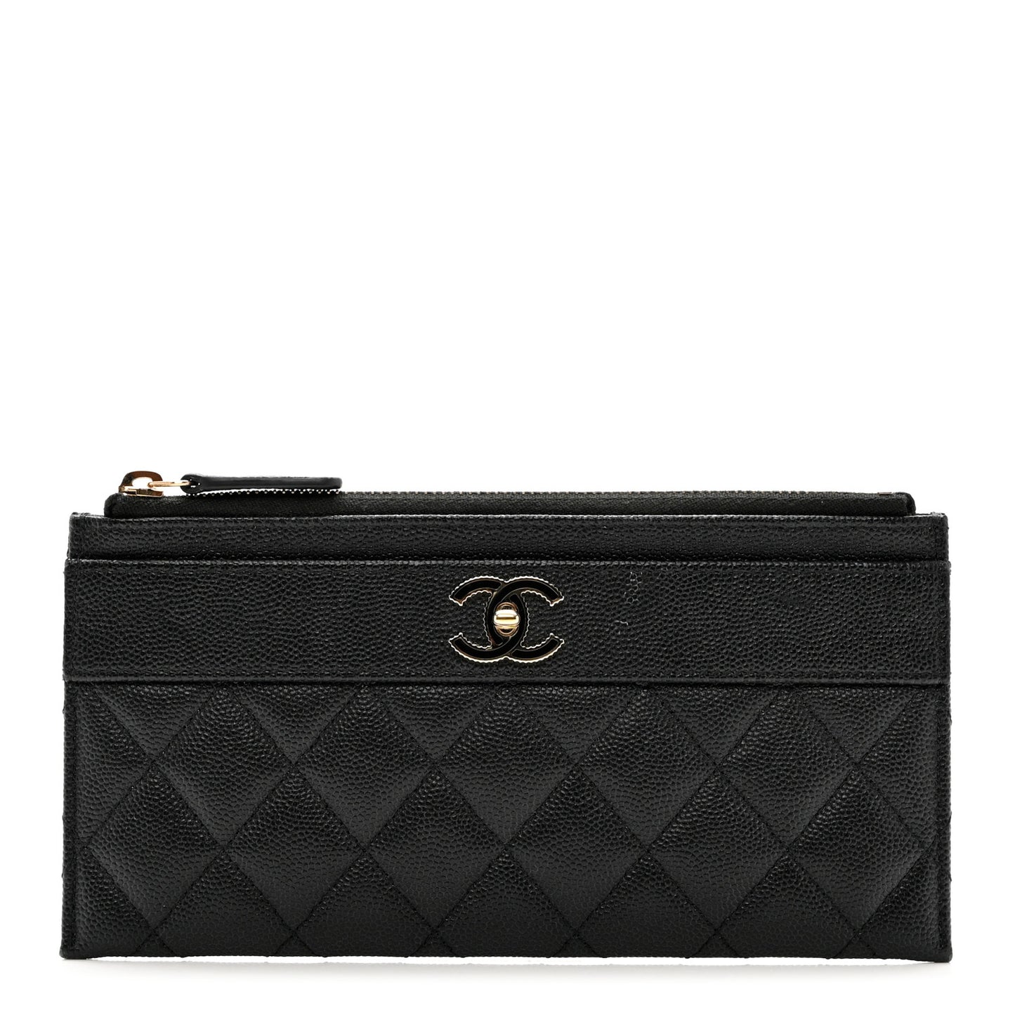 Caviar Quilted Mademoiselle Vintage Zip Pouch Black