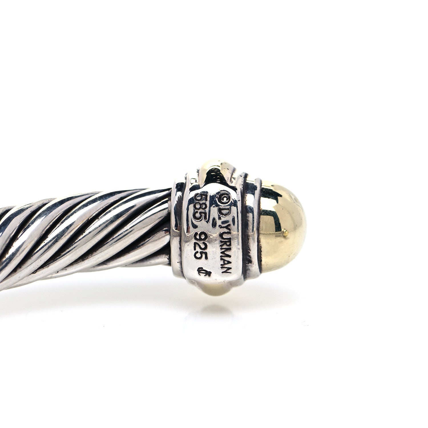 David Yurman Sterling Silver 14K Yellow Gold 7mm Cable Classics Bracelet 4 of 5