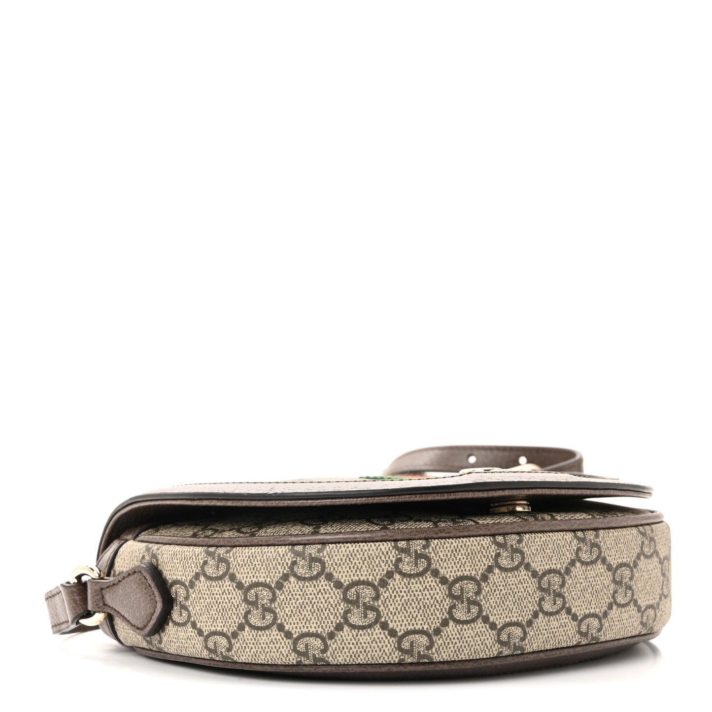 GG Supreme Monogram Textured Dollar Calfskin Web Mini Ophidia Flap Shoulder Bag Beige Ebony New Acero