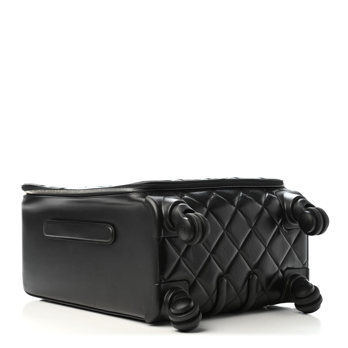 Calfskin Quilted Coco Case Trolley Rolling Luggage Black