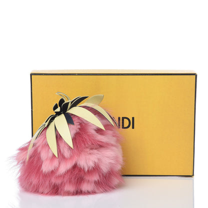 Fendi Fox Rabbit Fur Nappa Pineapple Bag Charm Rosa Scuro Banana Multicolor 6 of 6