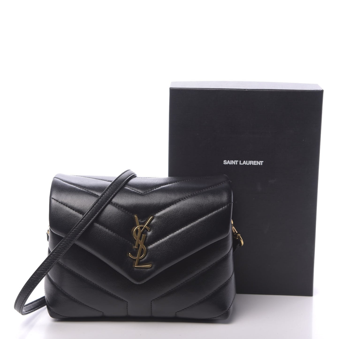 Calfskin Y Quilted Monogram Toy Loulou Crossbody Bag Black