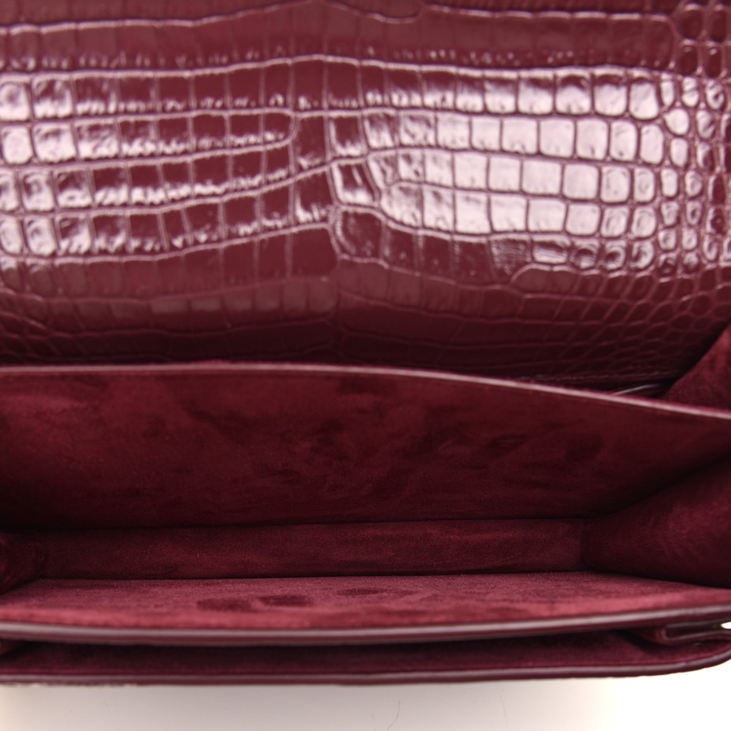 Calfskin Crocodile Embossed Medium Monogram Sunset Rouge Legion