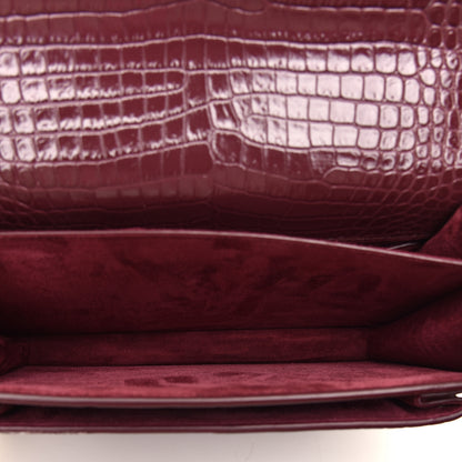 Saint Laurent Calfskin Crocodile Embossed Medium Monogram Sunset Rouge Legion 5 of 8
