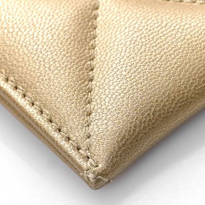 Chanel Metallic Lambskin Quilted Chanel 19 Card Holder Gold 8 of 10