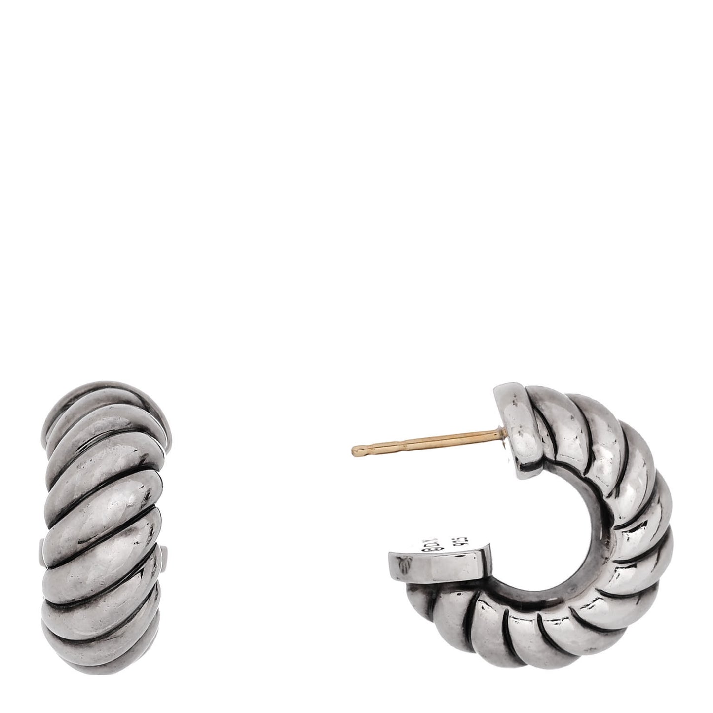 Sterling Silver Sculpted Cable Shrimp Earrings