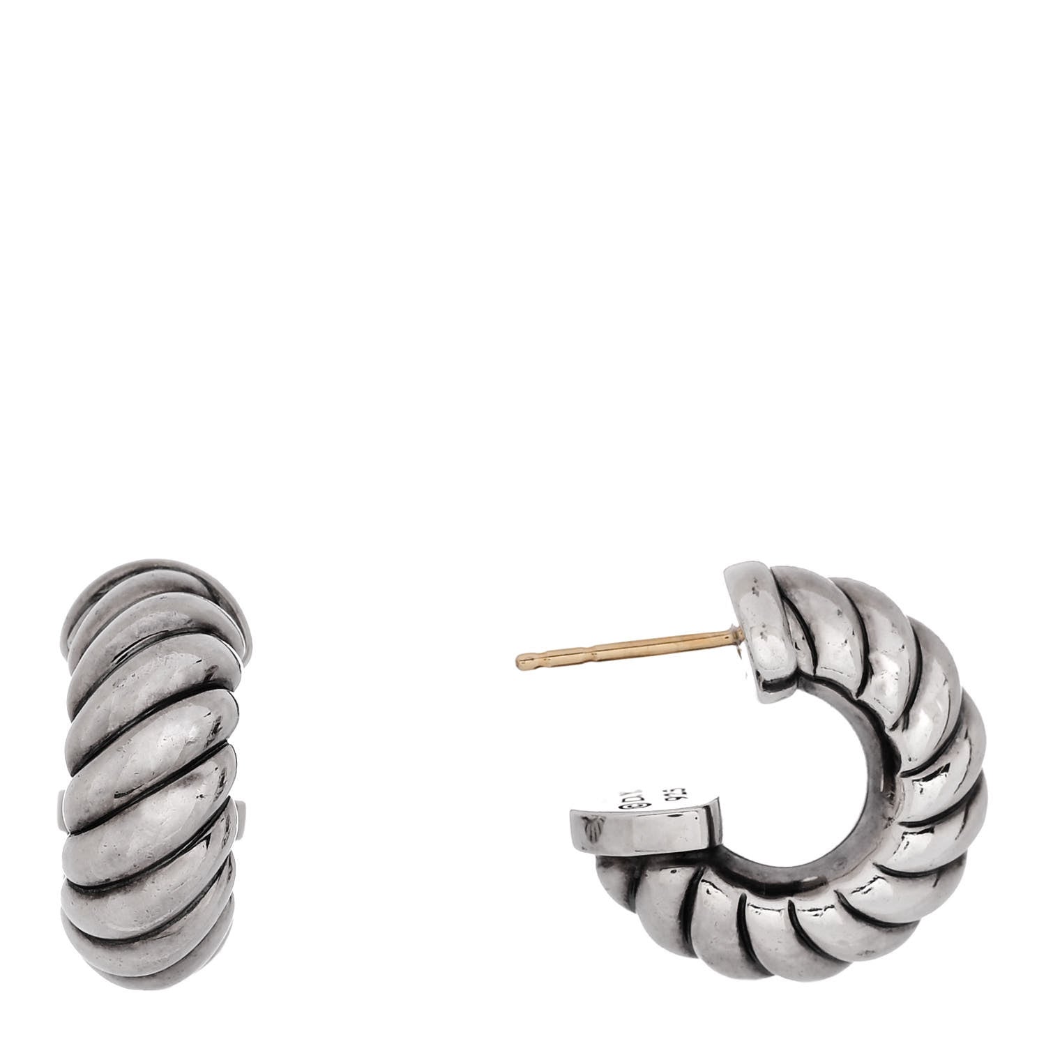 David Yurman Sterling Silver Sculpted Cable Shrimp Earrings 1 of 4