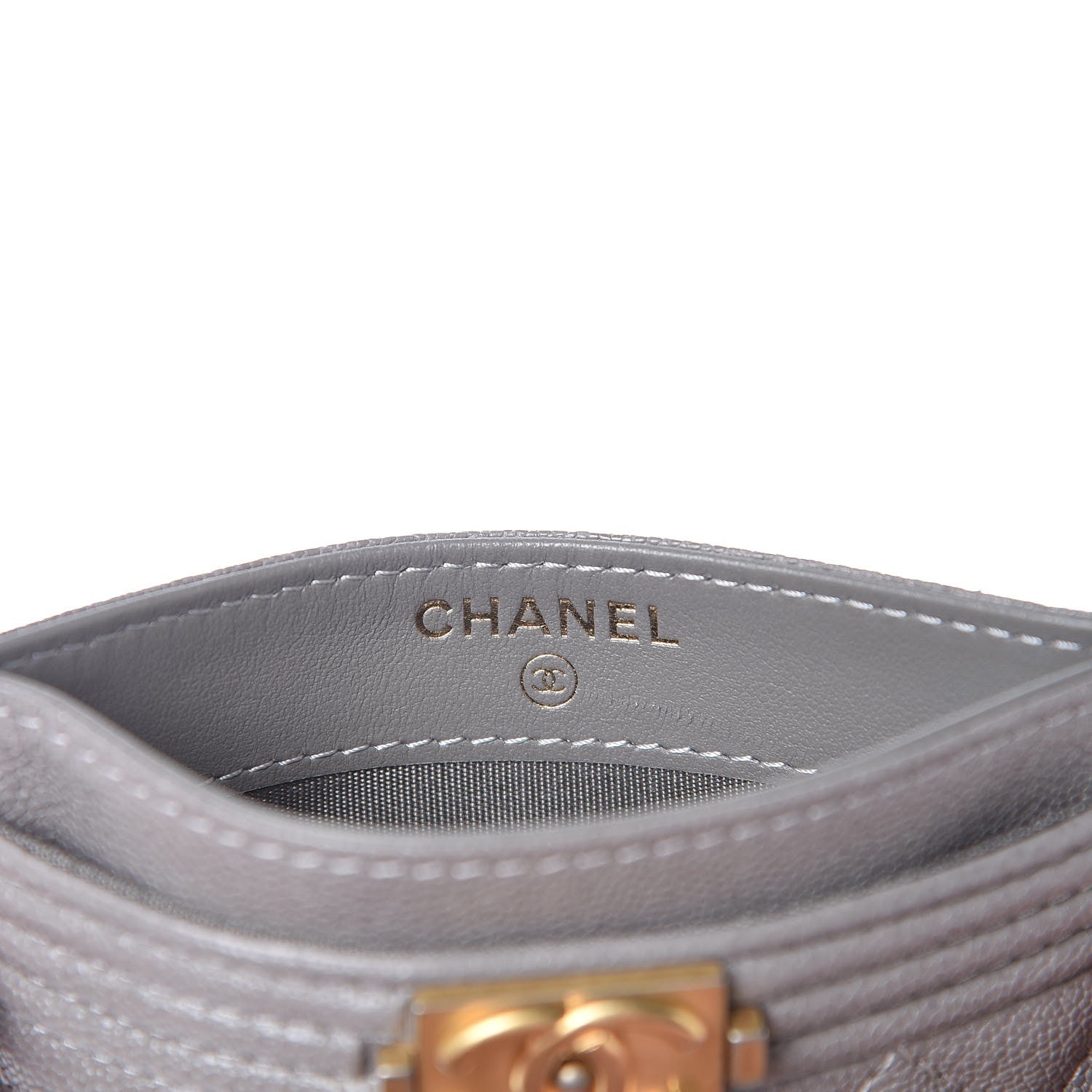Chanel Caviar Quilted Boy Card Holder Grey 6 of 9