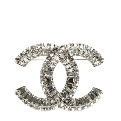 Chanel Baguette Crystal CC Brooch Silver 1 of 4