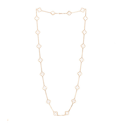Van Cleef & Arpels 18K Yellow Gold Rock Crystal 20 Motifs Vintage Alhambra Necklace 3 of 6