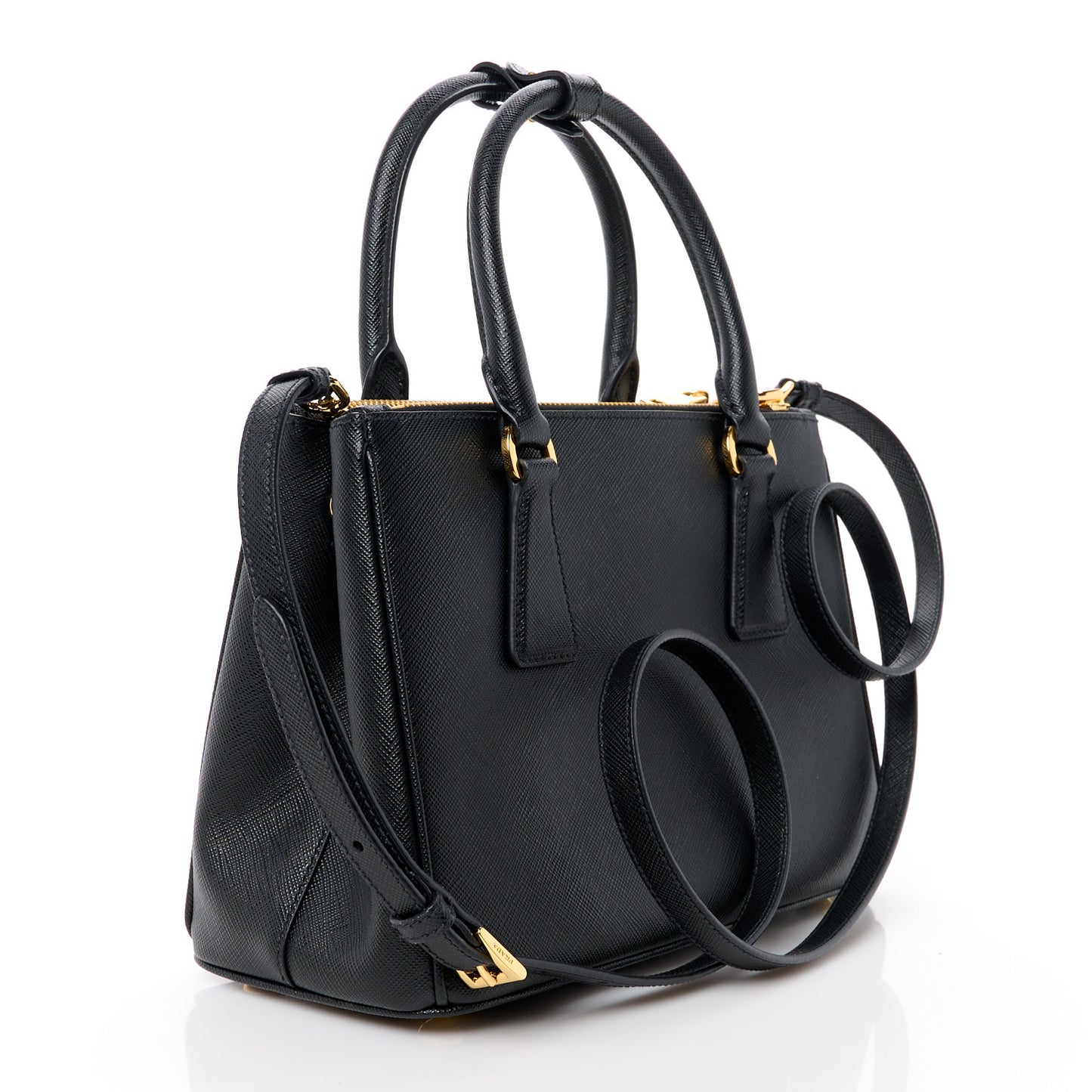 Saffiano Small Galleria Double Zip Tote Black