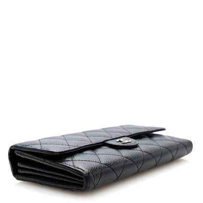Chanel Caviar Quilted Large Gusset Flap Wallet Black 4 of 7