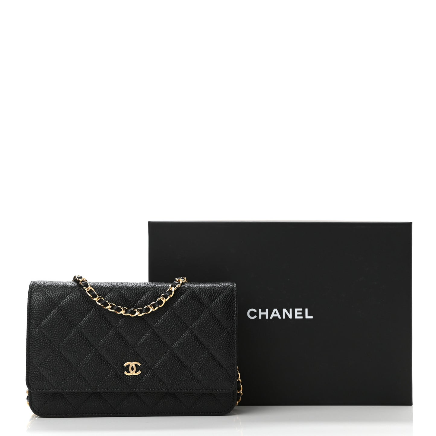 Caviar Quilted Wallet On Chain WOC Black