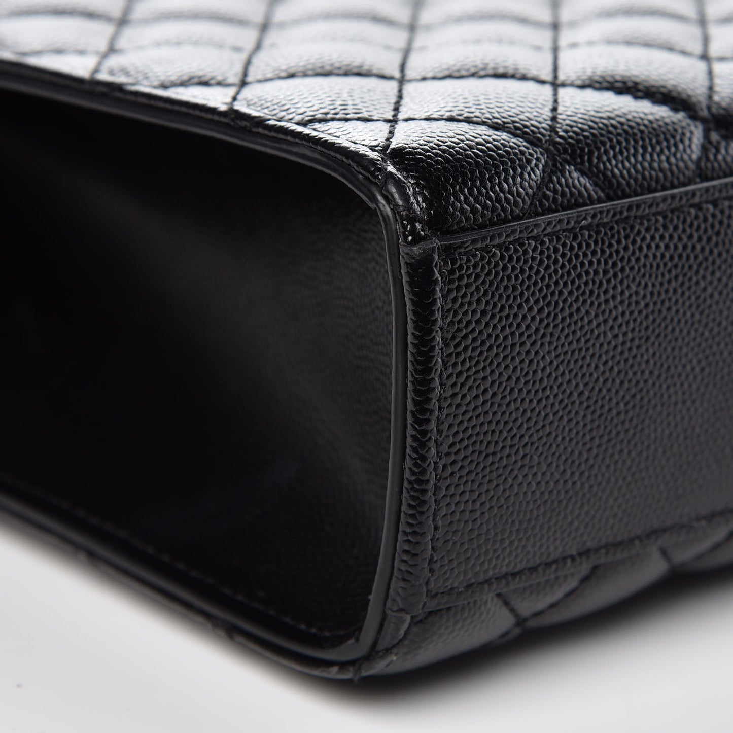Grain De Poudre Textured Mixed Matelasse Large Triquilt Monogram Satchel Black