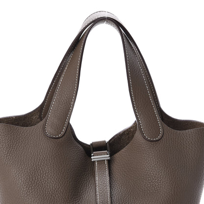 Hermes Taurillon Clemence Picotin Lock 18 PM Etoupe 10 of 11