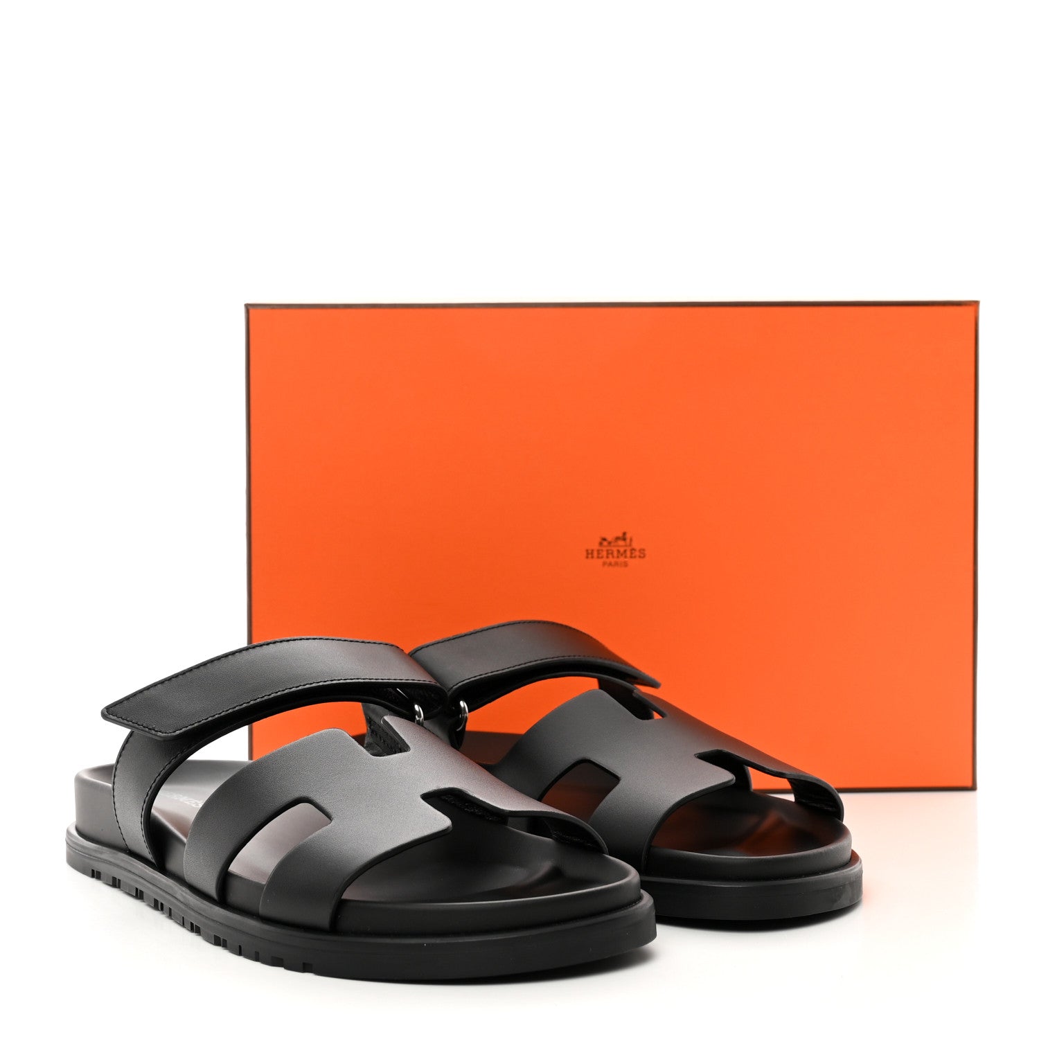 Hermes Calfskin Womens Chypre Sandals 39.5 Black 9 of 9