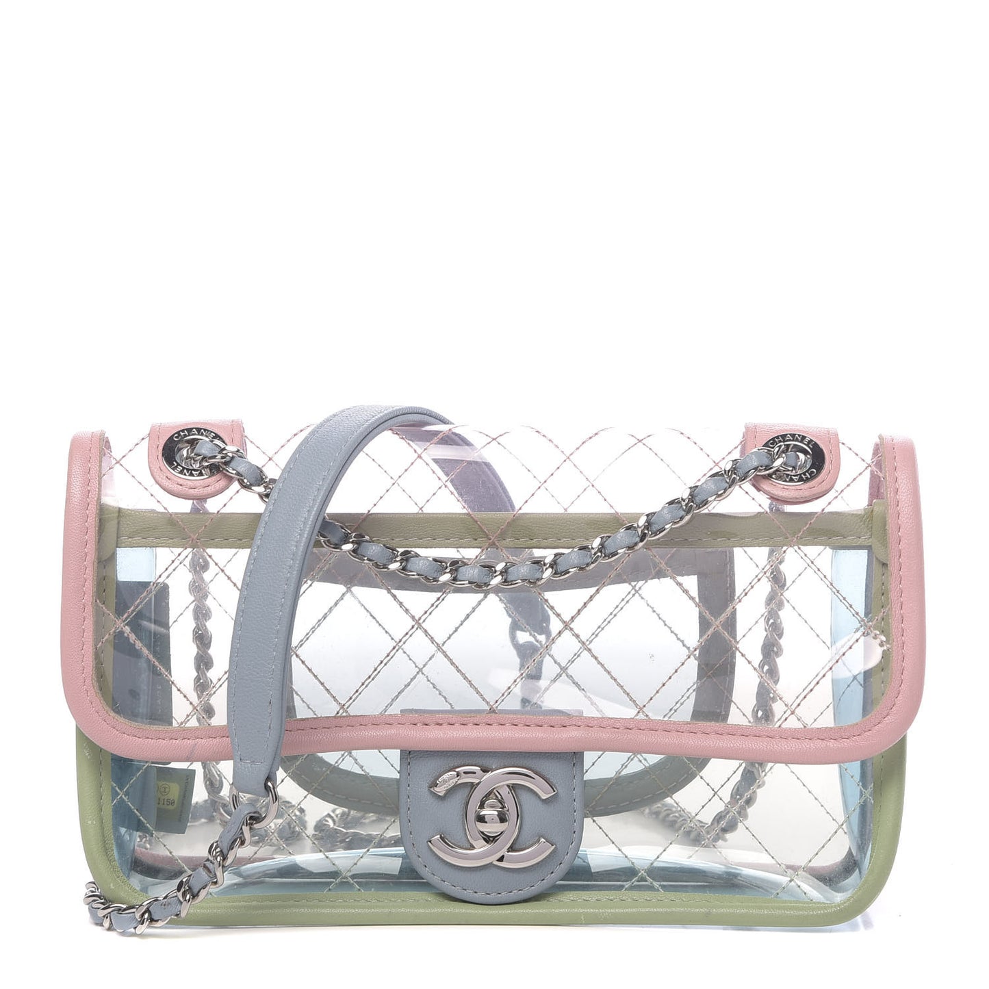 Lambskin PVC Quilted Mini Coco Splash Flap Blue Green