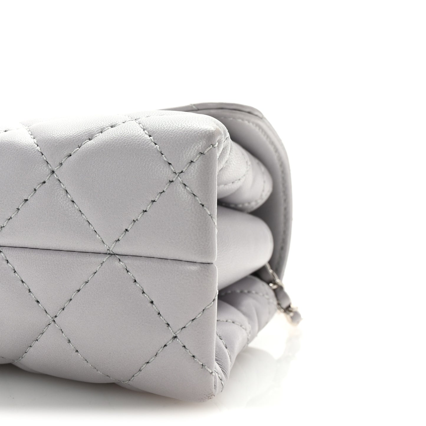 Lambskin Quilted By 4 Flap Crossbody Grey