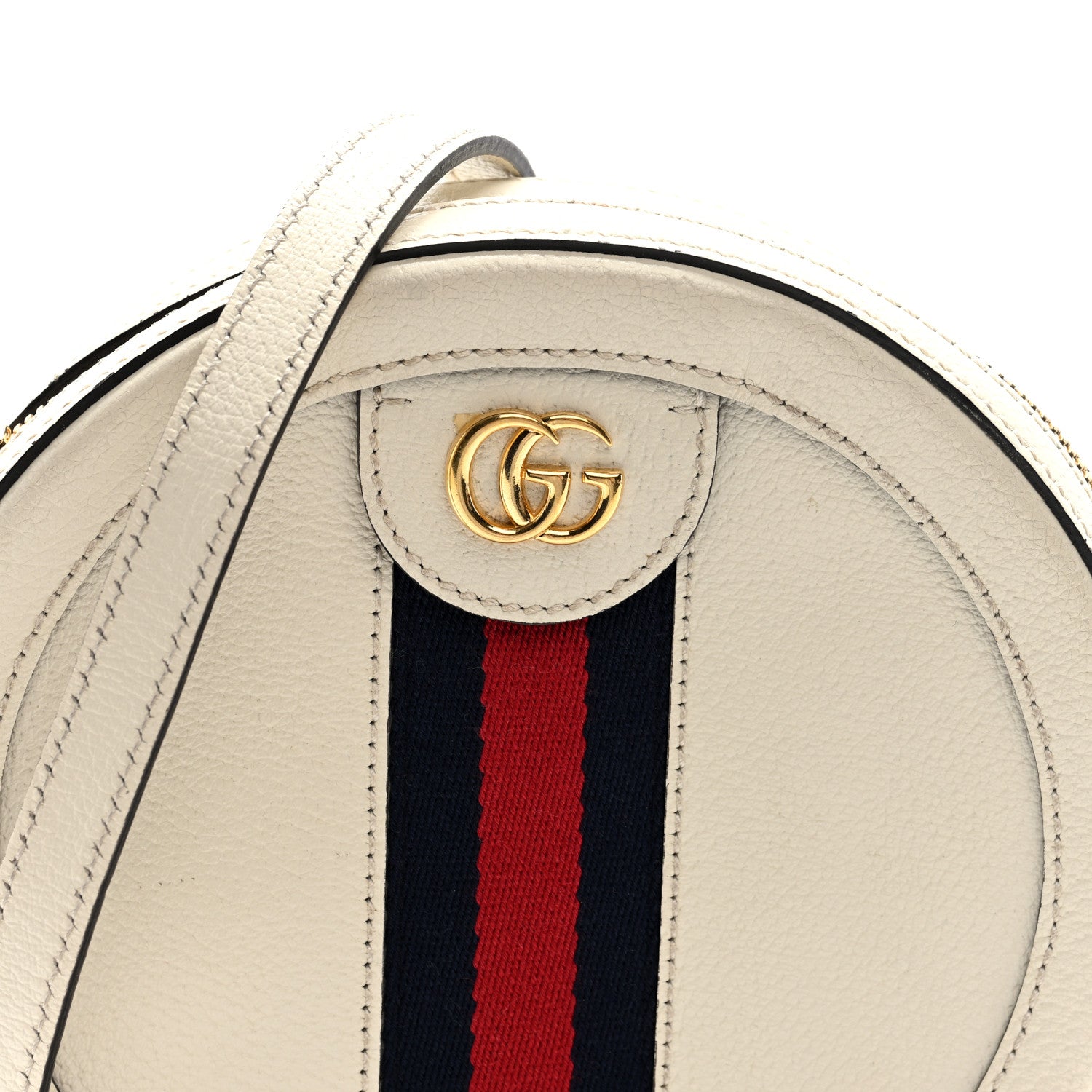 Gucci Textured Calfskin Web Mini Ophidia Round Shoulder Bag Mystic White 8 of 10