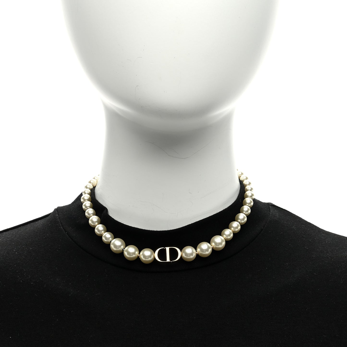 CHRISTIAN DIOR Pearl 30 Montaigne Choker Necklace Gold