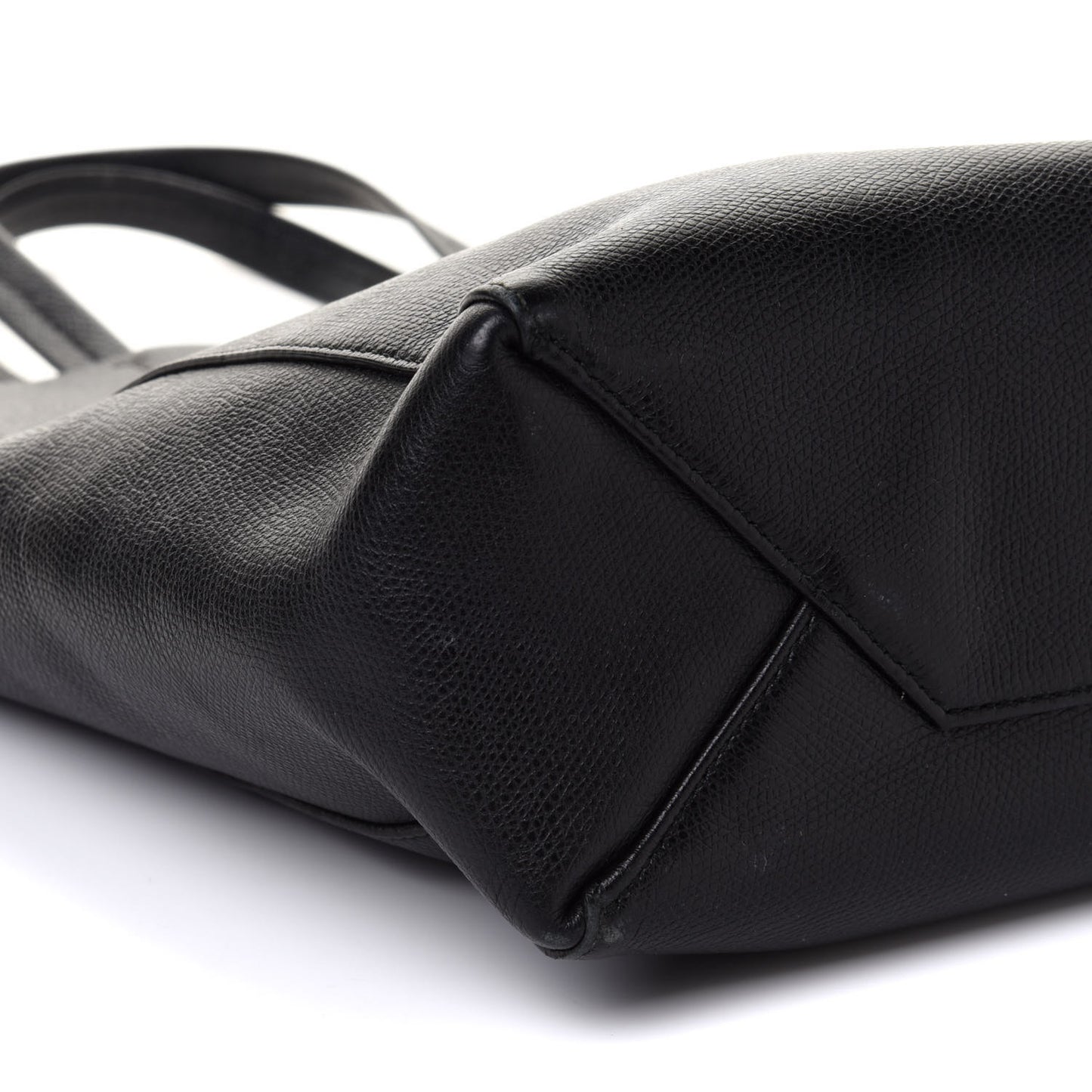 Grained Calfskin Small Vertical Cabas Black