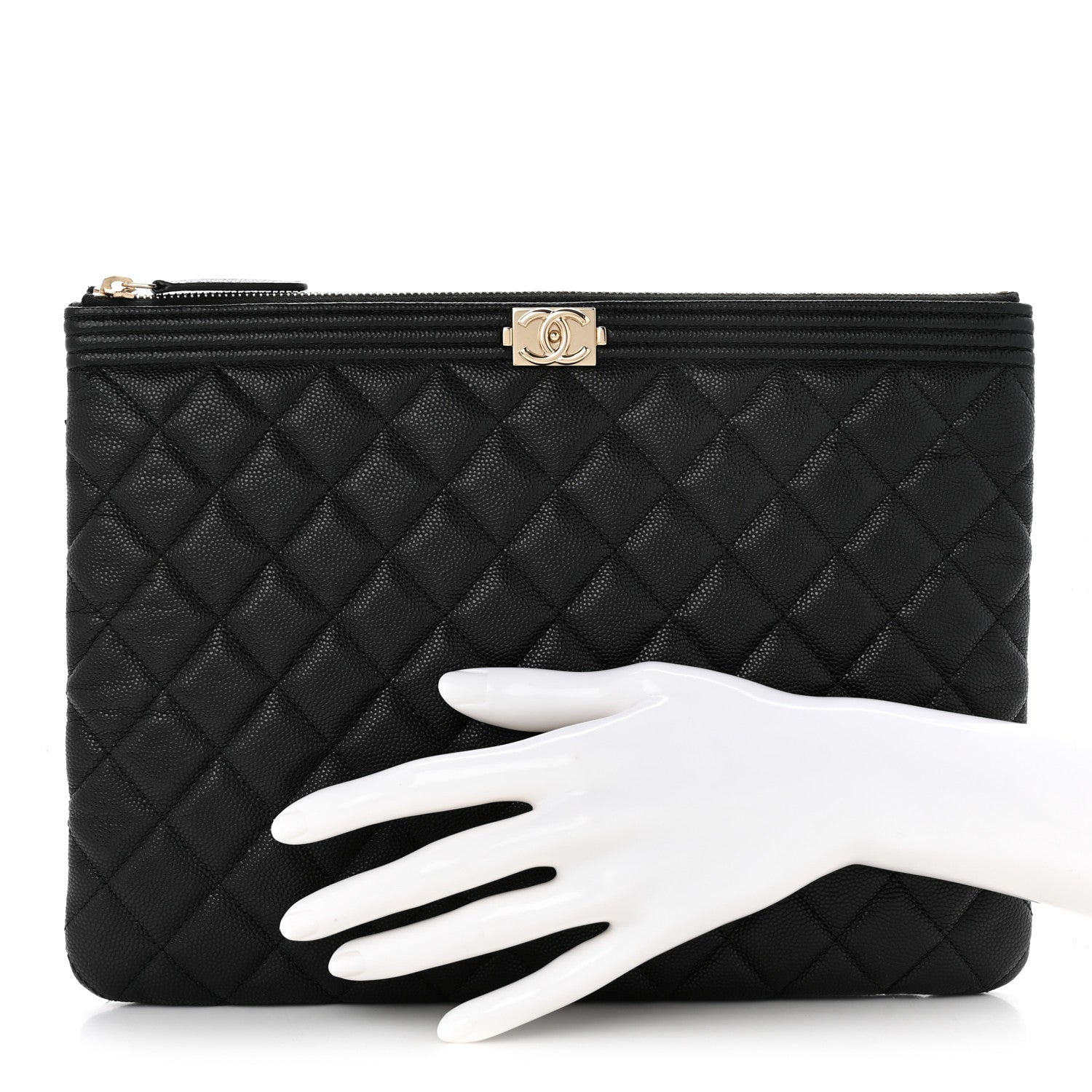 Chanel Caviar Quilted Medium Boy Cosmetic Case Black 2 of 10