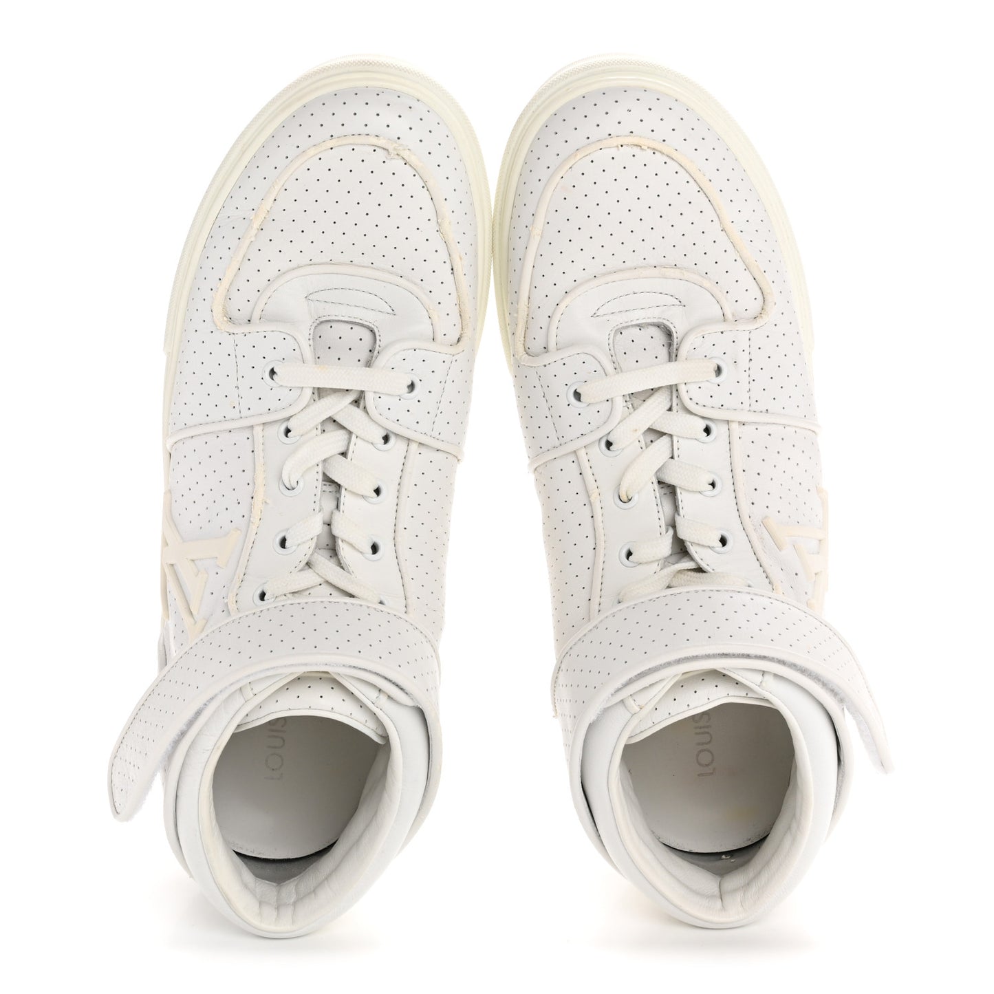 Calfskin Perforated Mens Acapulco Sneakers 8 White