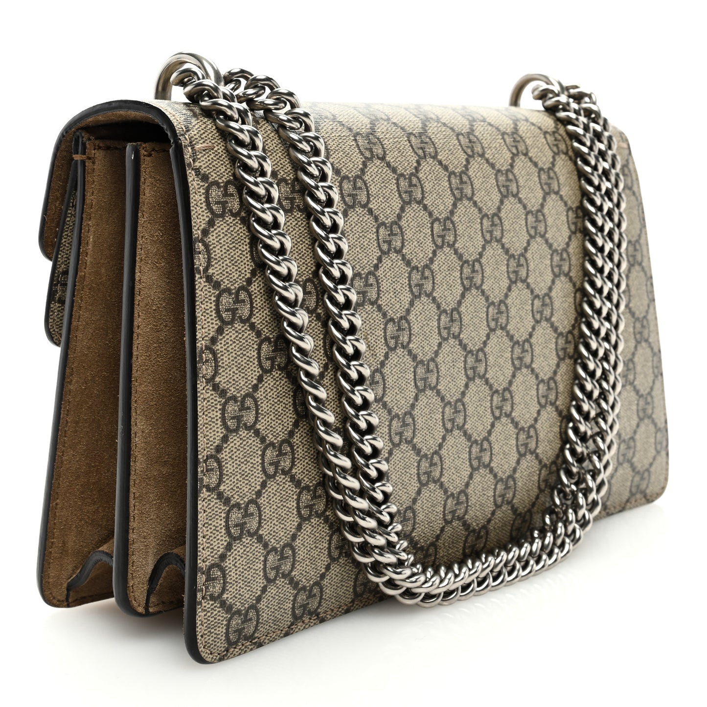 GG Supreme Monogram Suede Small Dionysus Shoulder Bag Taupe