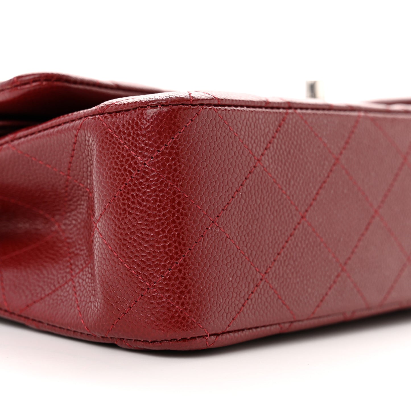 Caviar Quilted Medium Double Flap Dark Red