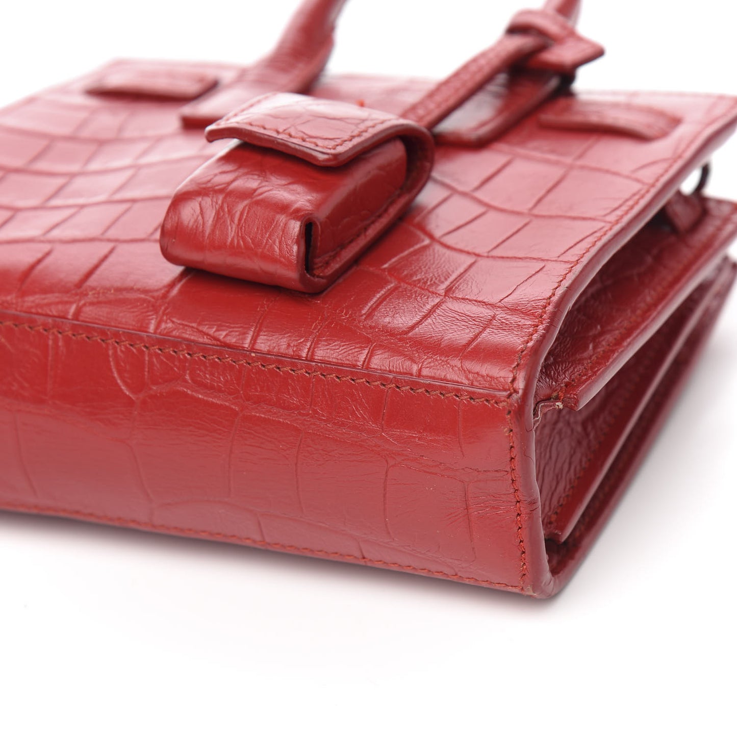 Calfskin Crocodile Embossed Toy Sac De Jour Red
