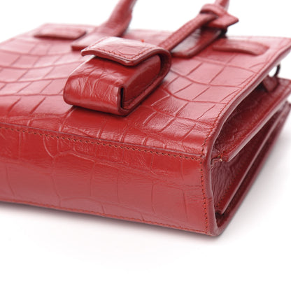Saint Laurent Calfskin Crocodile Embossed Toy Sac De Jour Red 10 of 11
