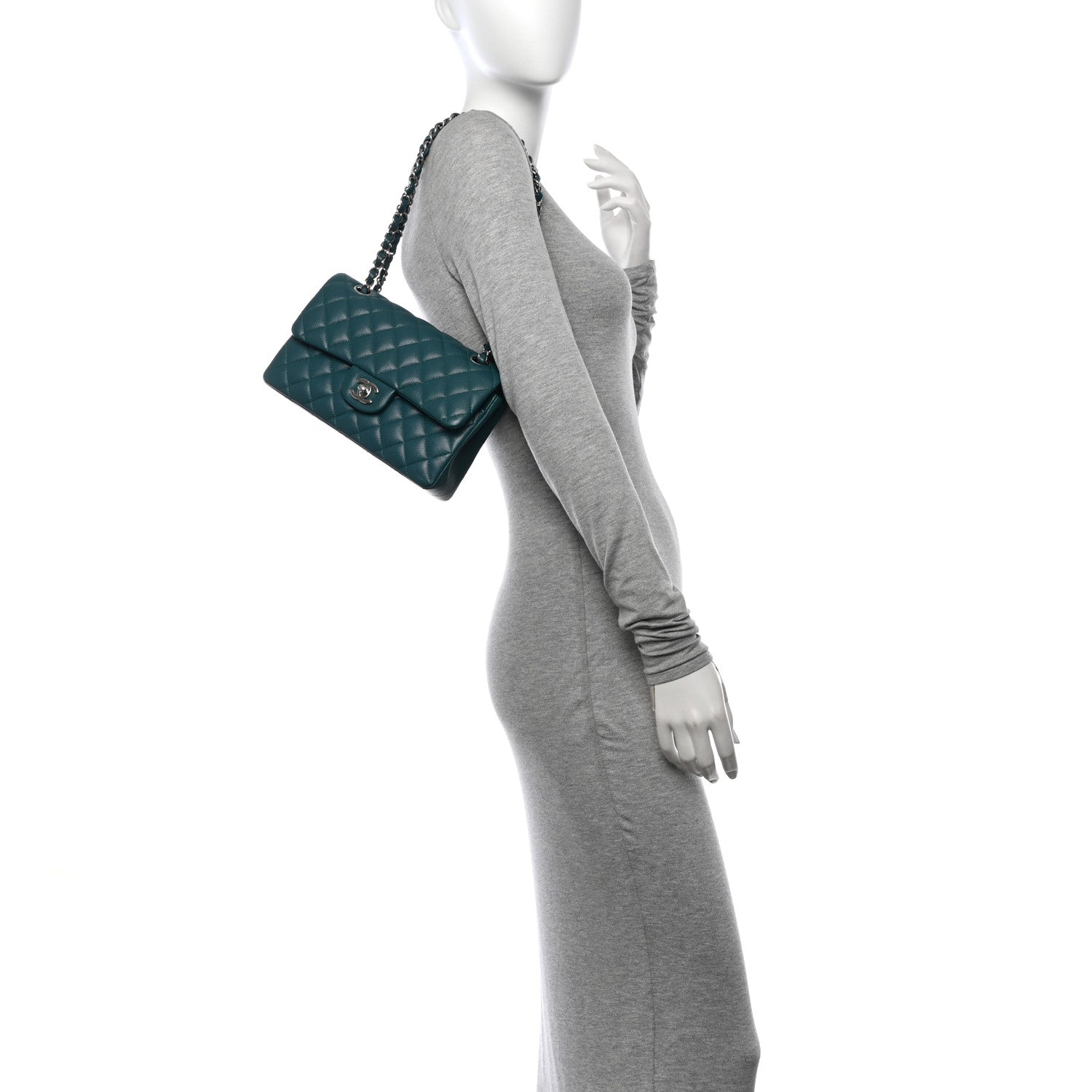 Chanel Caviar Quilted Small Double Flap Light Green 2 of 11