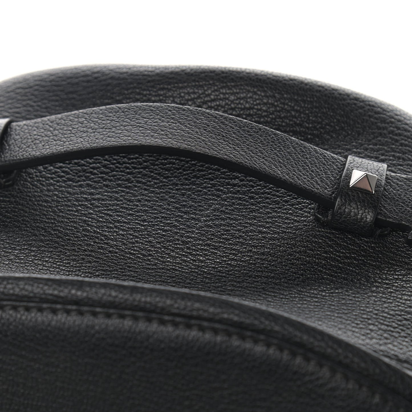 Grained Calfskin Rockstud Backpack Black