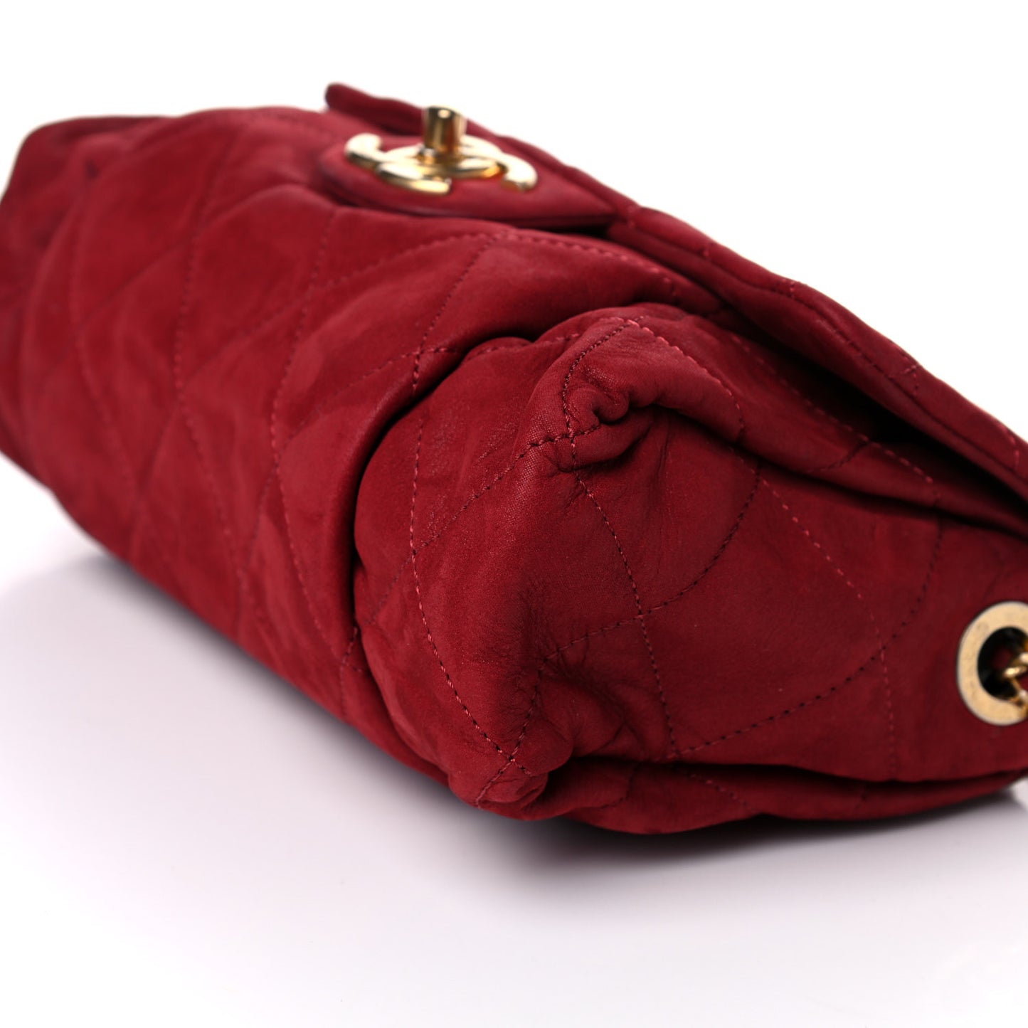 Iridescent Calfskin Quilted Flap Bag Red