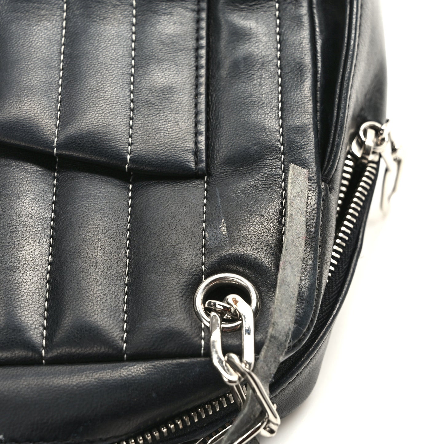 Lambskin Vertical Quilted Mademoiselle Small Camera Case Black