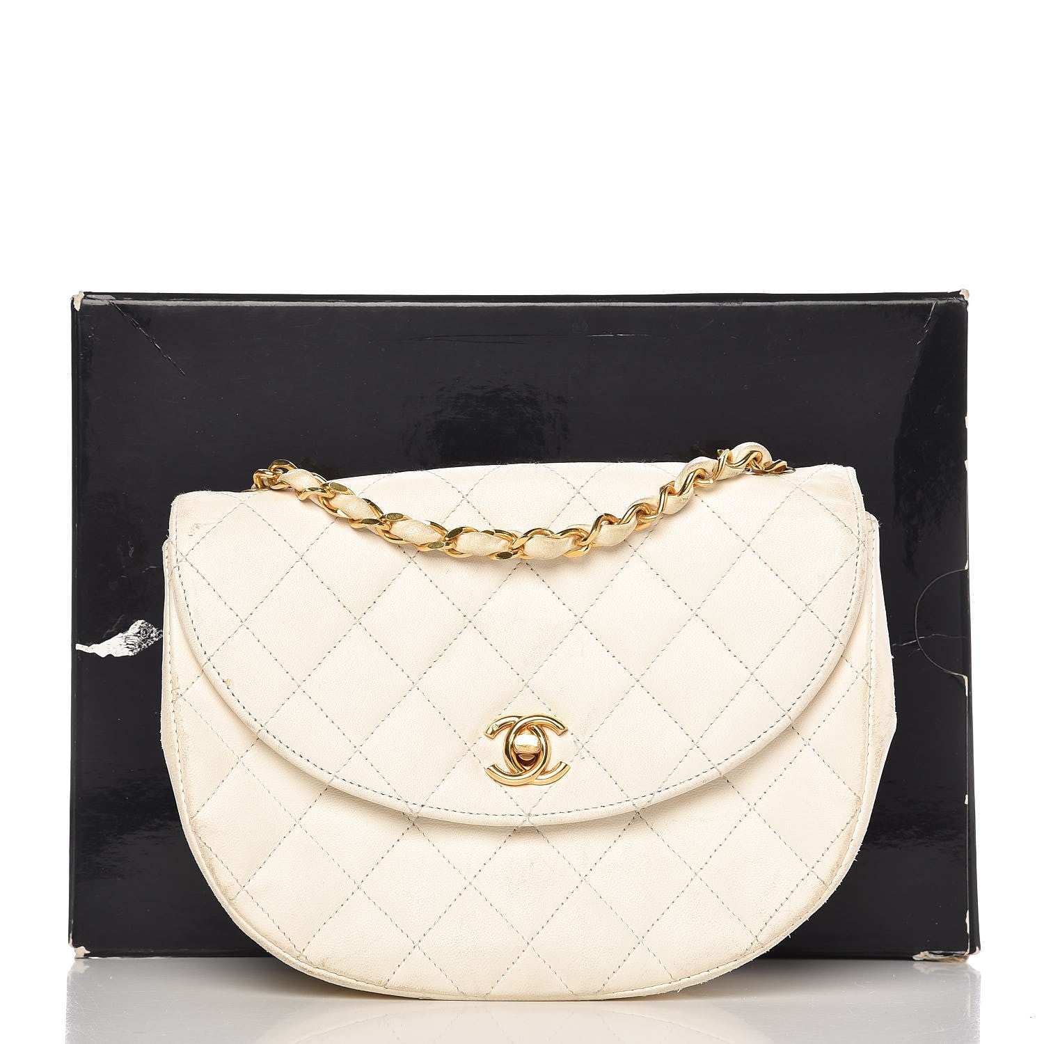 Chanel Lambskin Quilted Small Half Moon Flap Ivory 13 of 13