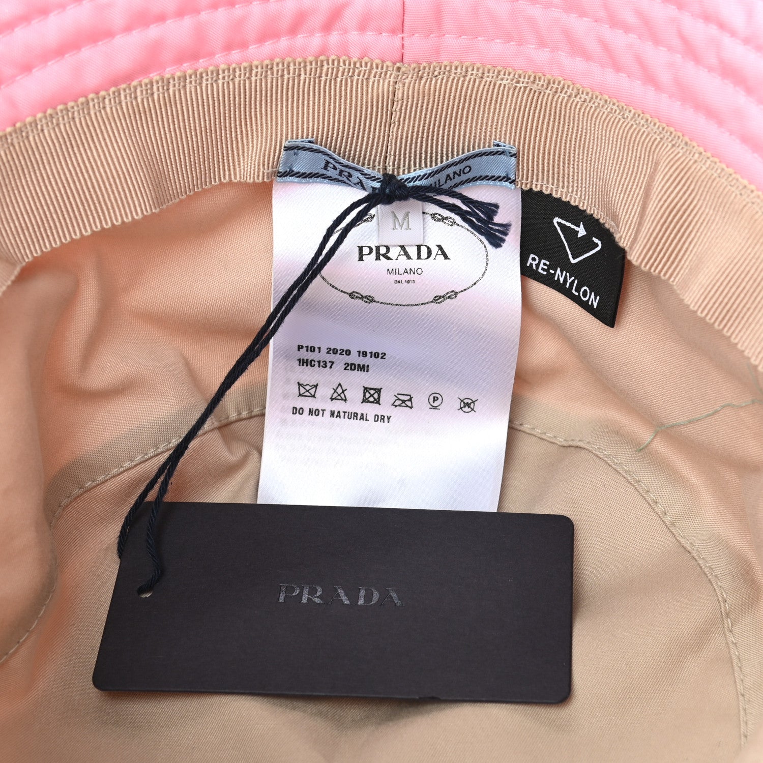 Prada Re-Nylon Metal Triangle Logo Womens Bucket Hat M Rosa 7 of 7