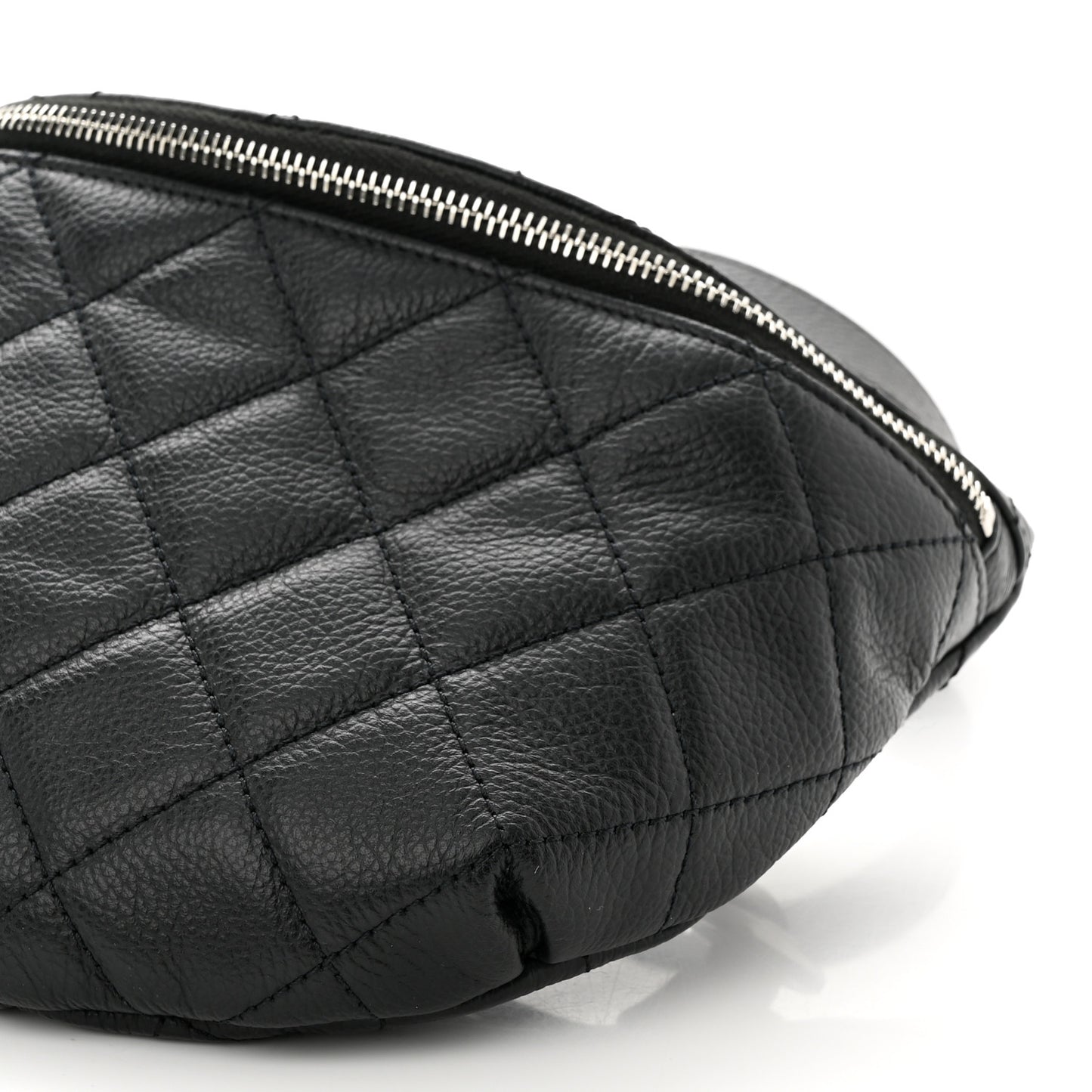 Grained Calfskin Quilted Waist Belt Bag Black