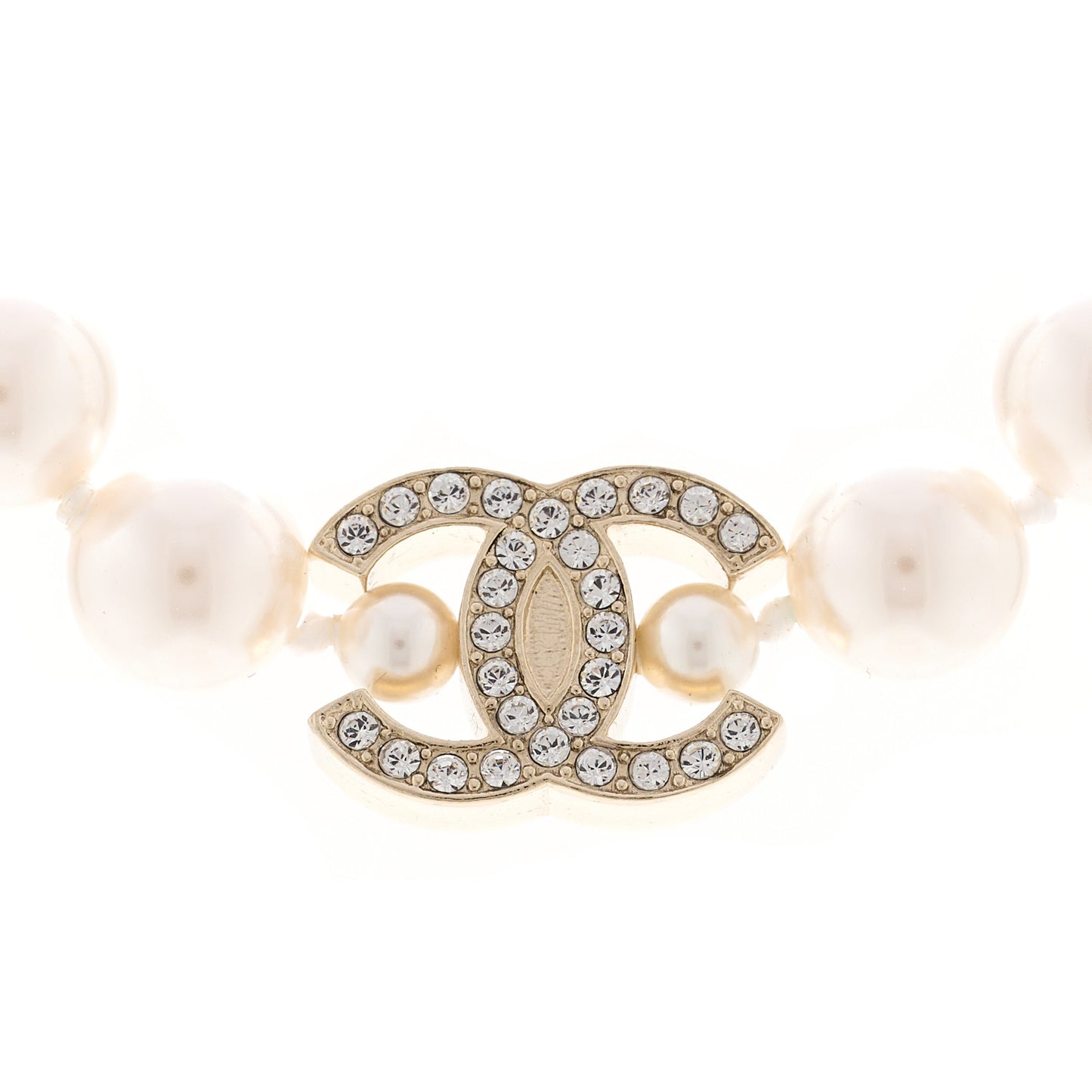 Pearl Crystal CC Short Charm Necklace Gold
