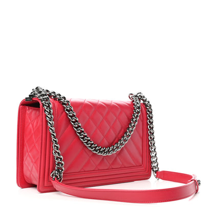 Chanel Lambskin Chevron Quilted New Medium Boy Flap Dark Pink 3 of 10