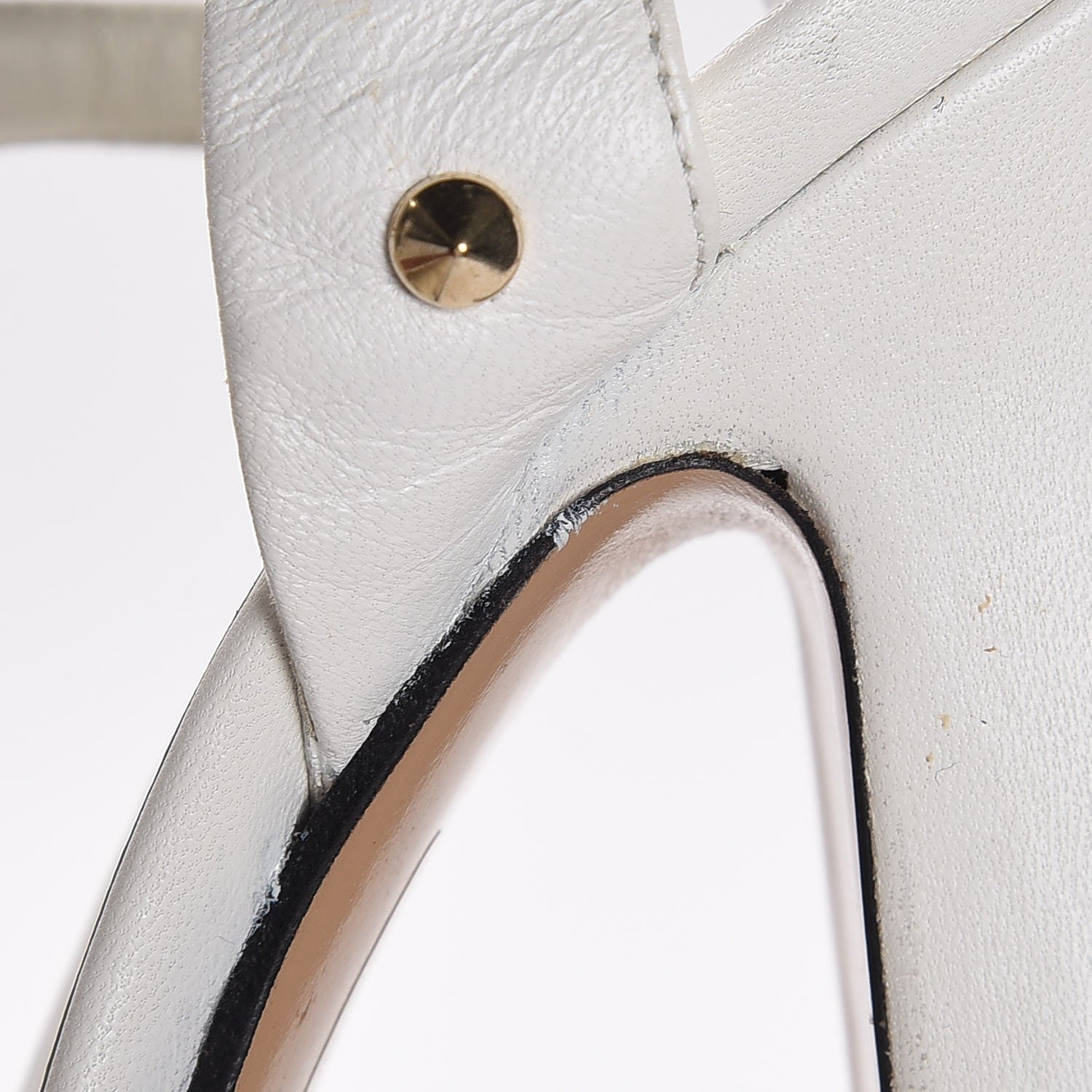 Gucci Calfskin Studded Jacquelyne T-Strap Sandals White 8 of 12