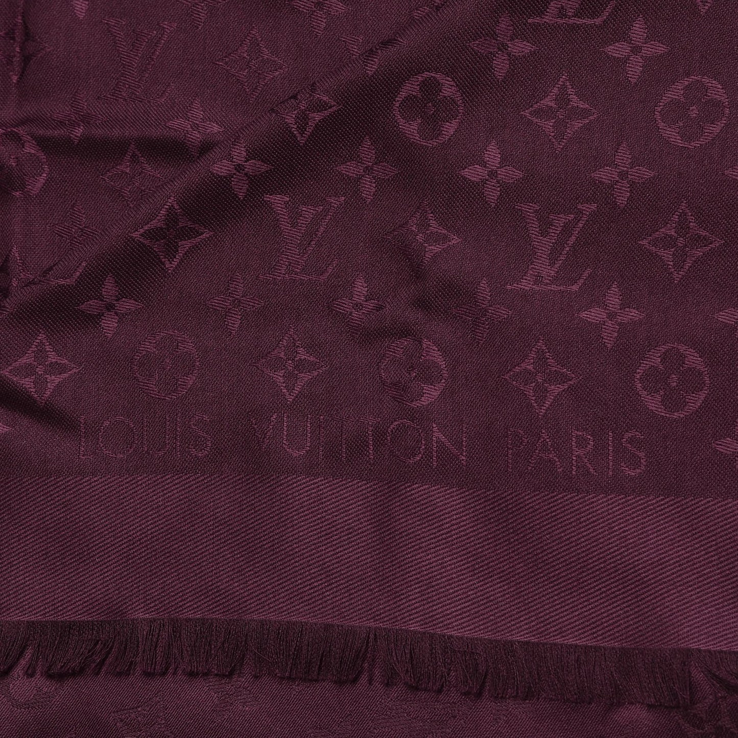 Wool Silk Monogram Shawl Amarante