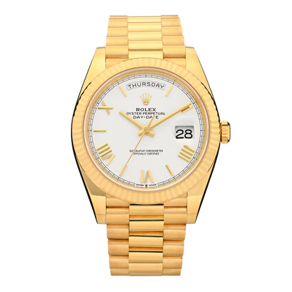 Rolex 18K Yellow Gold 40mm Oyster Perpetual Day-Date President Watch White 228238 1 of 5