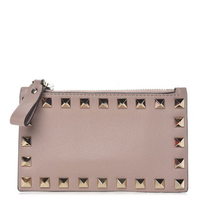 Valentino Garavani Vitello Rockstud Coin Case Card Holder Poudre 1 of 9
