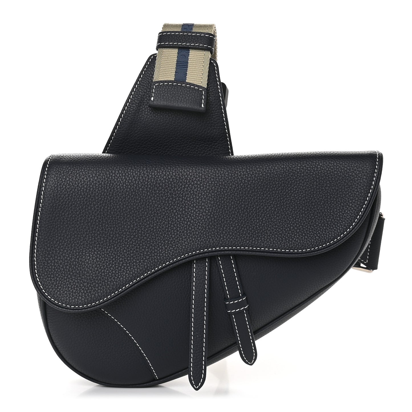 Grained Calfskin Kim Jones Saddle Bag Navy Blue