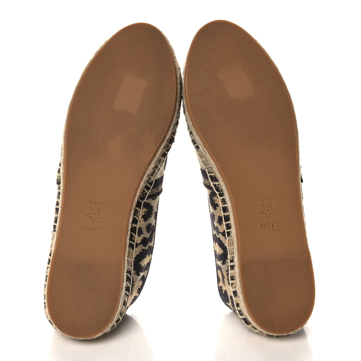Cotton Embroidered Leopard Print Granville Espadrille 40 Natural