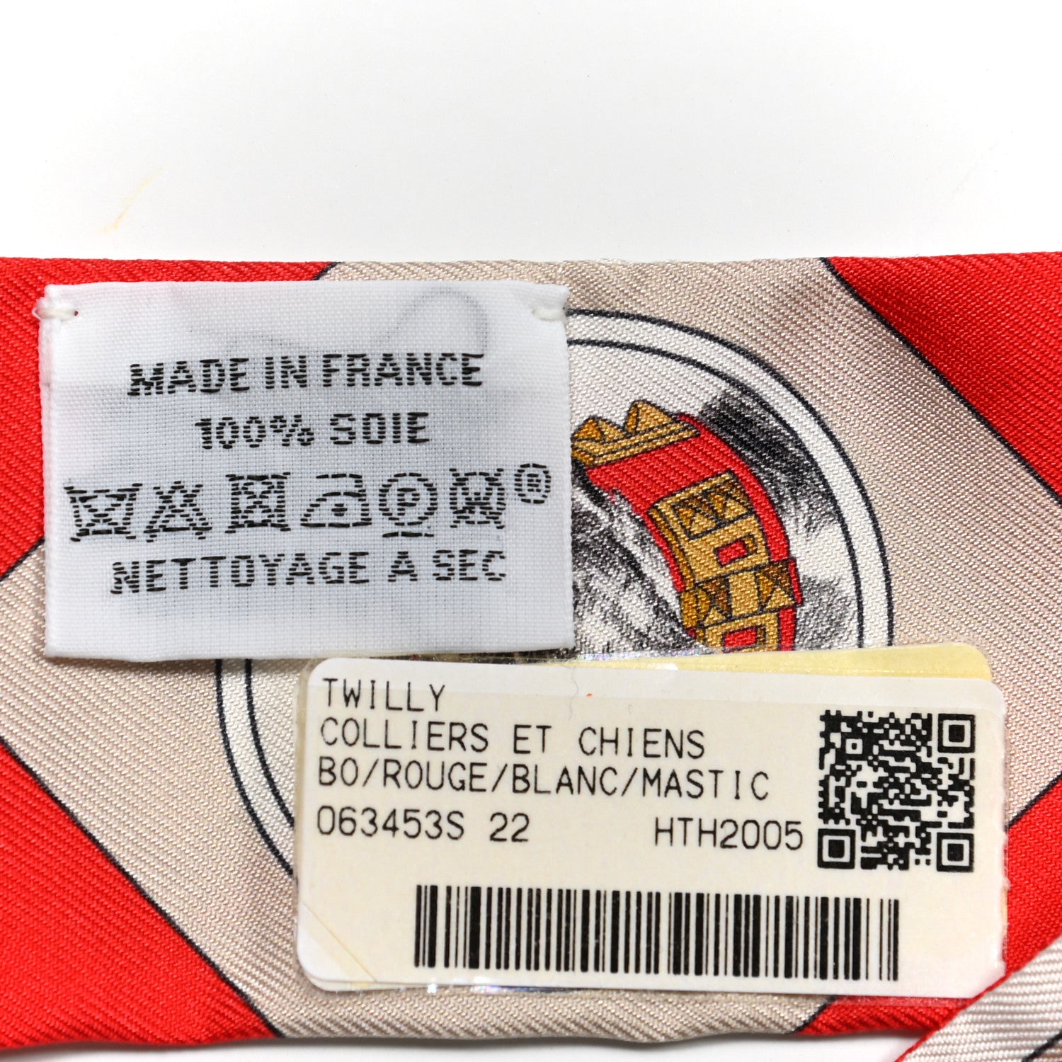 Hermes Silk Colliers Et Chiens Twilly Rouge White Mastic 4 of 4