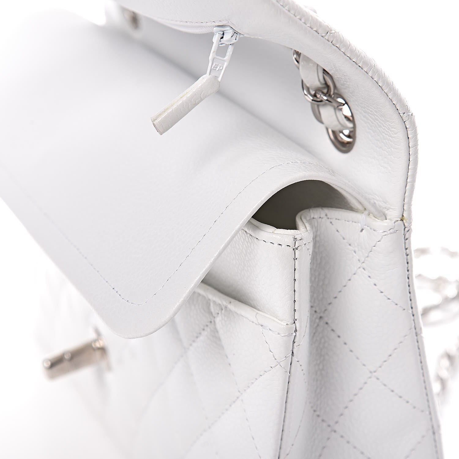 Chanel Caviar Quilted Medium Double Flap White 17 of 23